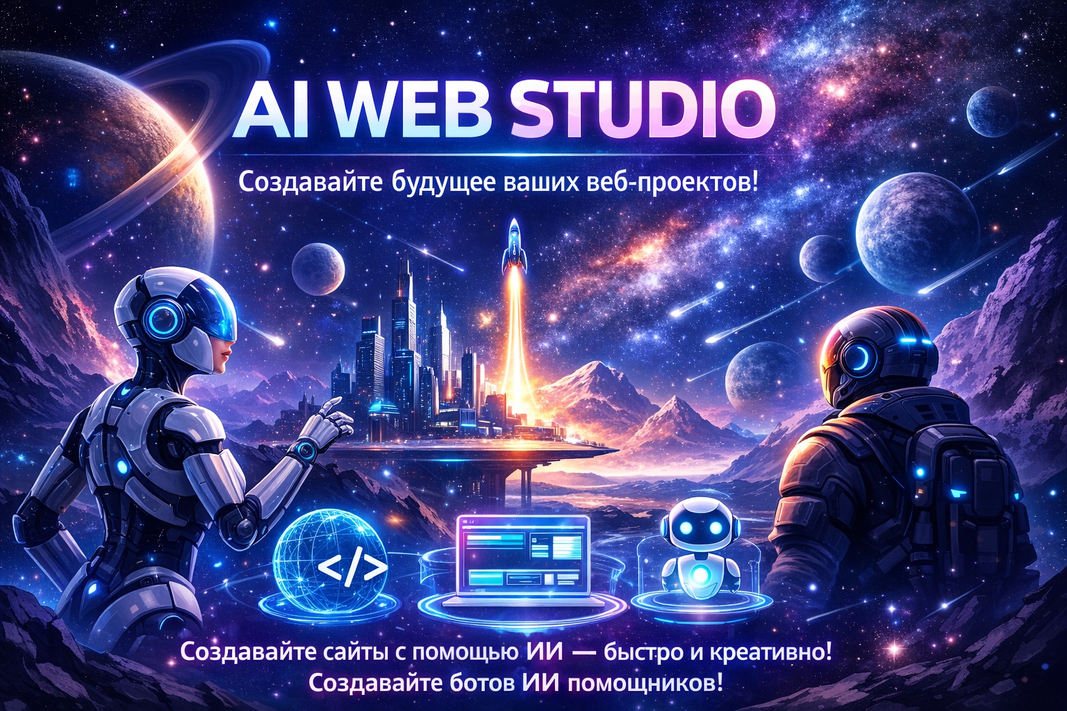 AI Web Studio космический баннер